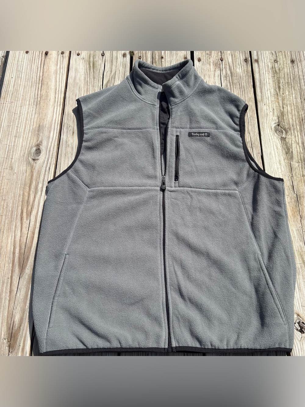 Timberland Men’s Full Zip Fleece Vest Gray size XL Gorpcore Outdoors